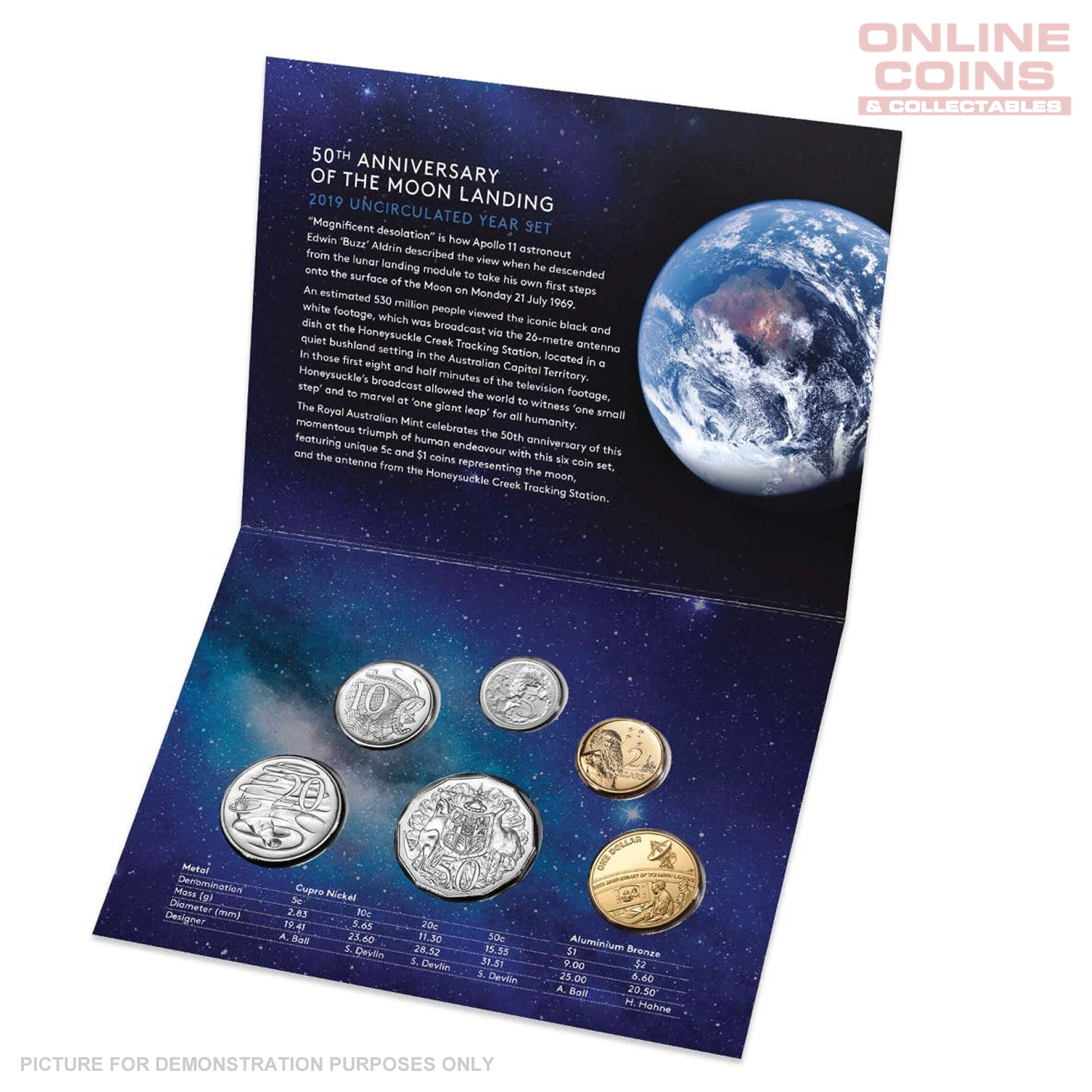 2019 Uncirculated Coin Year Set - 50th Anniversary Of The Moon Landing
